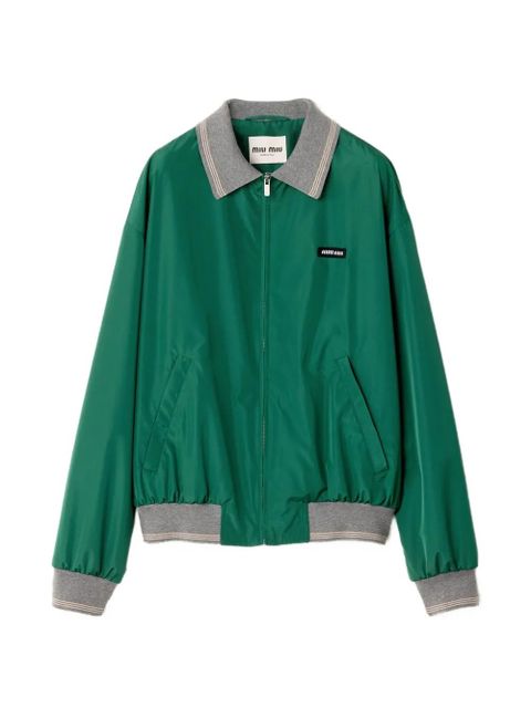 Miu Miu ribbed knit zip bomber jacket - Green - zdjęcie produktu nr 1