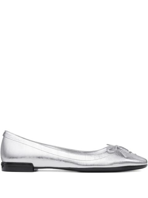 Jimmy Choo Scarlett lace-up bow ballerina flats - Silver - zdjęcie produktu nr 1