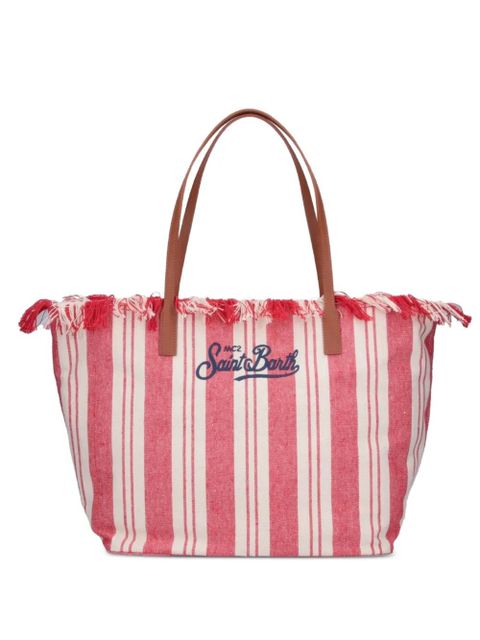 MC2 Saint Barth large City striped fringed tote bag - Red - zdjęcie produktu nr 1