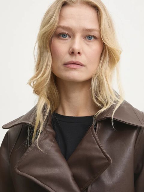 Answear.LAB kurtka damska kolor brązowy przejściowa