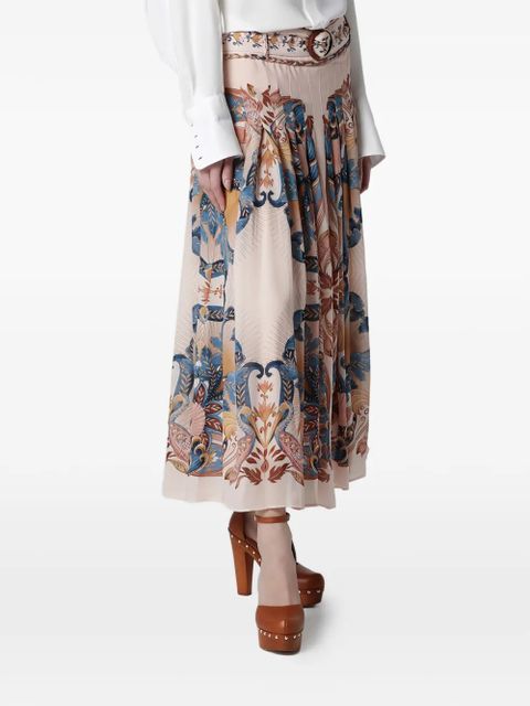 FARM Rio belted floral midi skirt - Neutrals