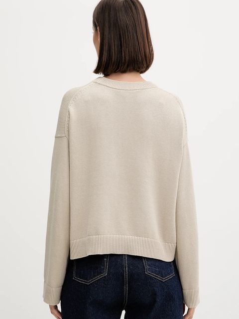 Calvin Klein Jeans sweter bawełniany damski kolor beżowy lekki LV047D305G