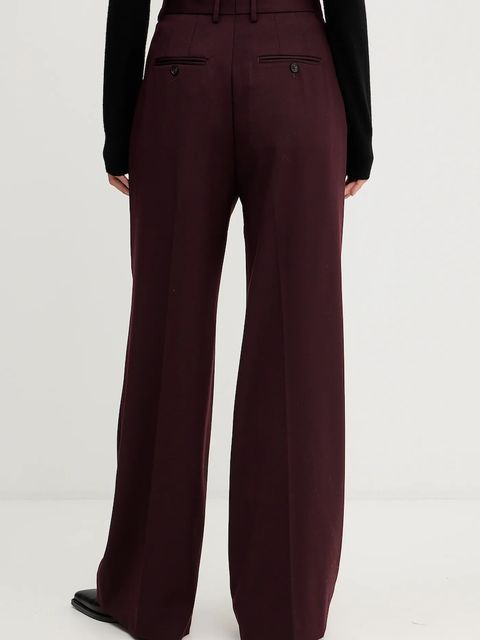Filippa K spodnie z dodatkiem wełny kolor bordowy szerokie high waist 32511