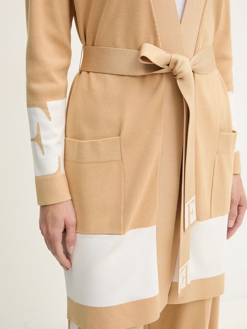 Elisabetta Franchi kardigan damski kolor beżowy lekki MK02S56E2