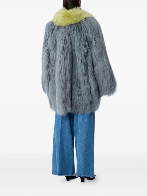 Marni single-breasted shearling coat - Grey