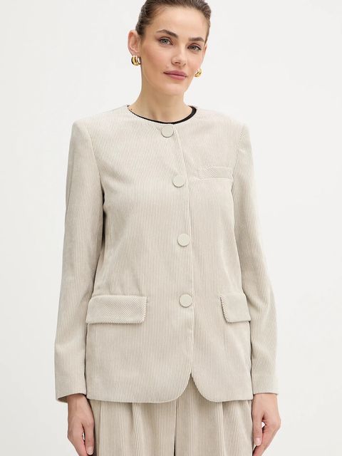 Armani Exchange marynarka sztruksowa kolor beżowy jednorzędowa gładka XW000697 AF16202 - zdjęcie produktu nr 1