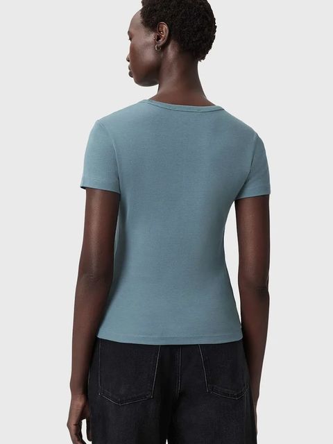 AllSaints t-shirt bawełniany damski kolor niebieski W285JC - zdjęcie produktu nr 2