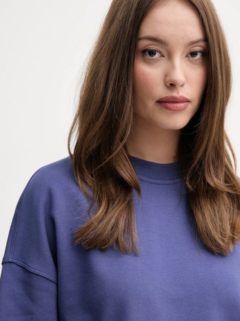 United Colors of Benetton bluza bawełniana damska kolor fioletowy z nadrukiem 3UNID109A