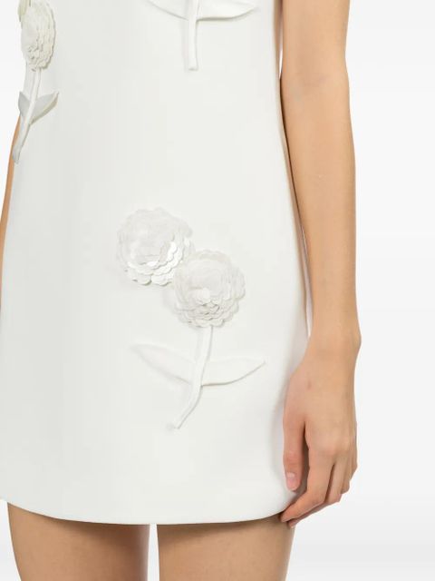 Self-Portrait floral-embellished mini dress - White