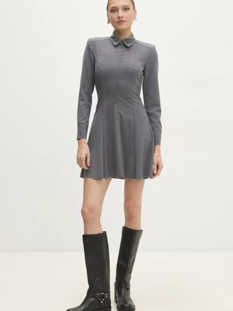 Answear.LAB sukienka kolor szary mini rozkloszowana