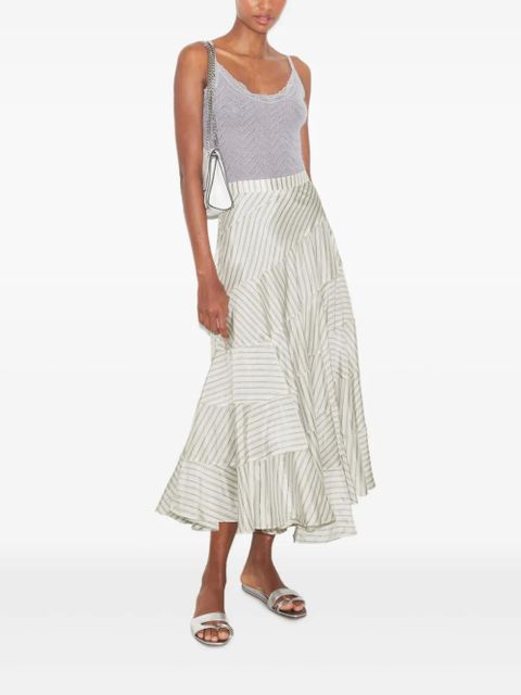 Tory Burch striped-pattern asymmetric skirt - Neutrals
