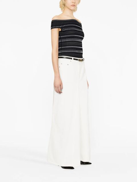 Alexander McQueen open-knit off-shoulder top - Black
