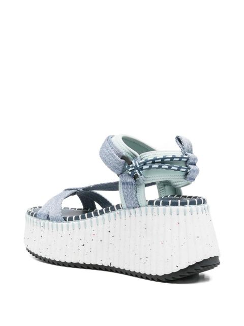 Chloé platform touch-strap sandals - Blue