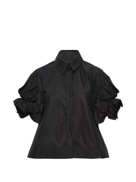 Simone Rocha rose-detail cropped shirt - Black - zdjęcie produktu nr 1