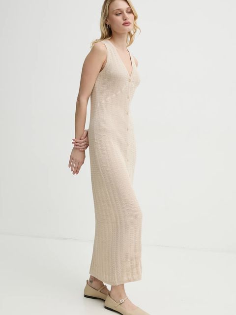 Filippa K sukienka bawełniana kolor beżowy maxi dopasowana 31090 - zdjęcie produktu nr 1