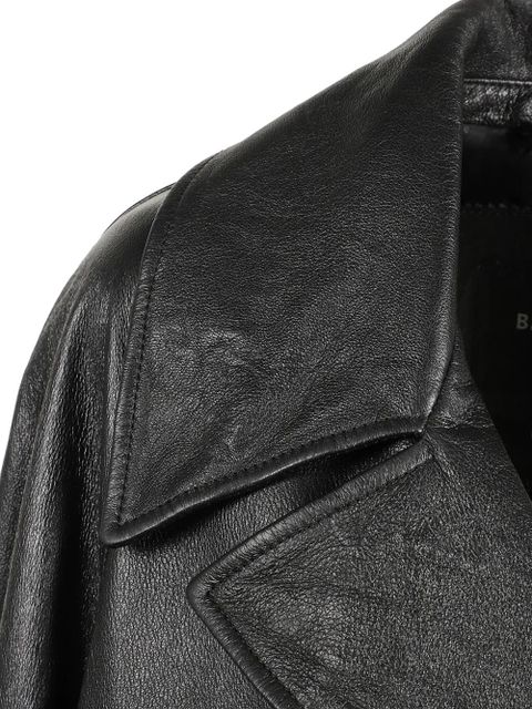 Balenciaga belted lambskin coat - Black
