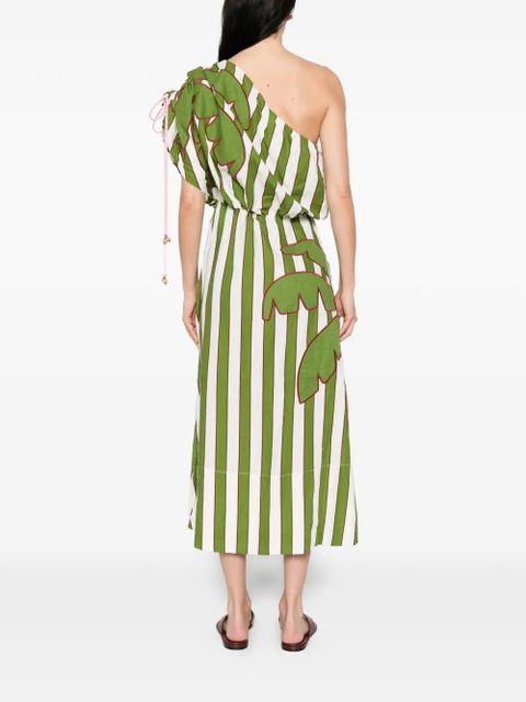 FARM Rio one-shoulder striped midi dress - Green