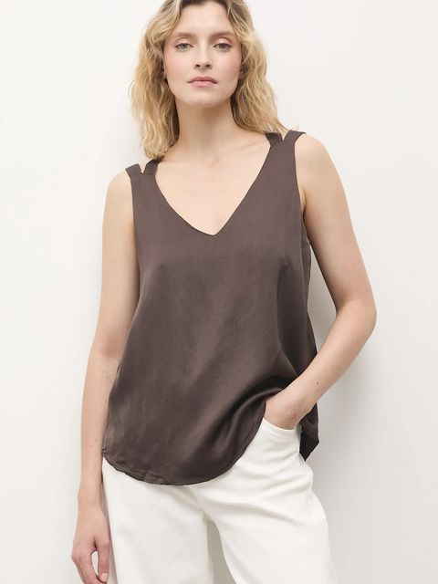 Answear.LAB bluzka damska kolor brązowy gładka