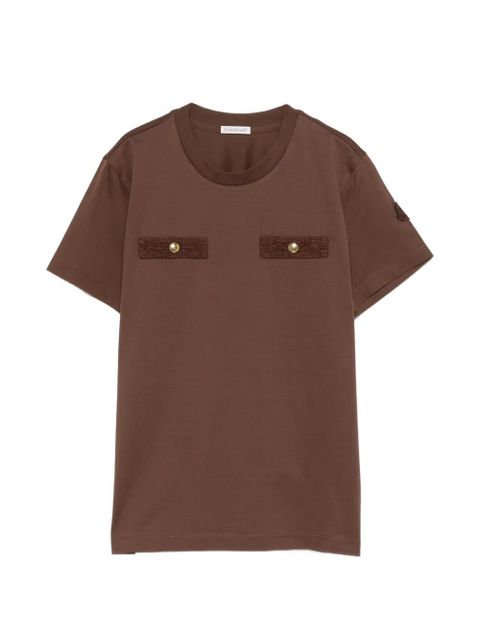 Moncler buttoned patch T-shirt - Brown - zdjęcie produktu nr 1