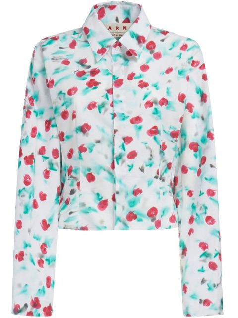 Marni floral-print cotton shirt - White