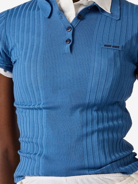 Miu Miu logo-plaque polo top - Blue