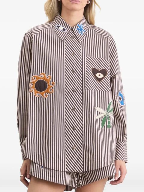 ALEMAIS Sirocco embroidered striped shirt - Brown
