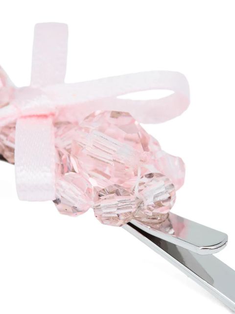 Simone Rocha bow crystal flower hair clip - Silver