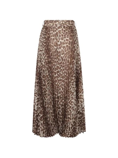 ZIMMERMANN Sunray leopard-print pleated skirt - Brown - zdjęcie produktu nr 2