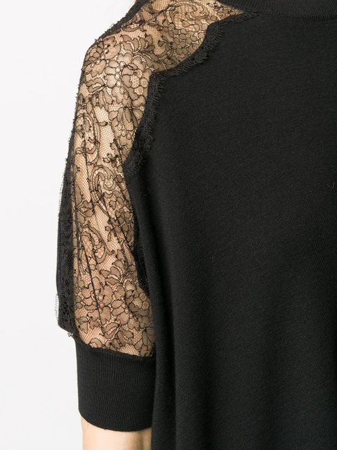 Valentino Garavani lace panel detail knitted top - Black