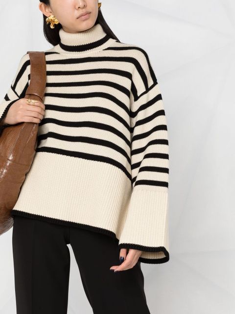 TOTEME striped roll neck jumper - Neutrals