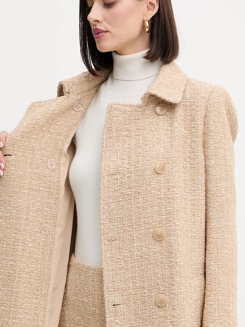 Twinset płaszcz z wełną kolor beżowy 252TP2140
