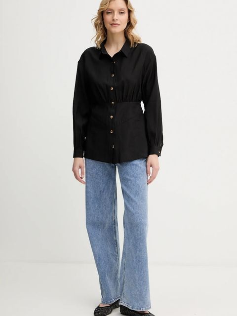 Never Fully Dressed koszula Zoe damska kolor czarny regular z kołnierzykiem klasycznym NFDTO2098 - zdjęcie produktu nr 2