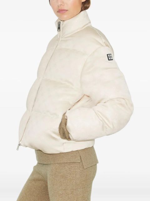 Tory Burch T-monogram satin puffer jacket - Neutrals