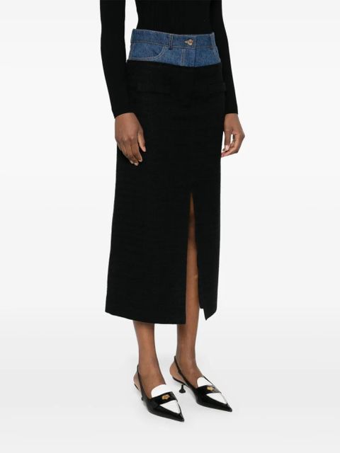 SANDRO panelled midi skirt - Black
