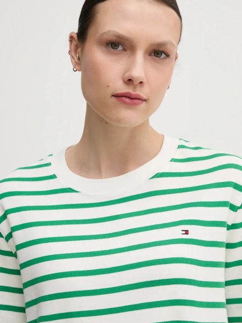 Tommy Hilfiger t-shirt bawełniany damski kolor zielony WW0WW46158