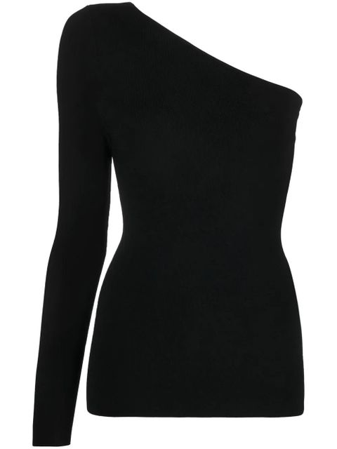 Victoria Beckham one shoulder ribbed top - Black - zdjęcie produktu nr 1