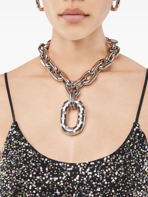 Rabanne Iconic XL chain-link crystal-embellished necklace - Silver - zdjęcie produktu nr 2
