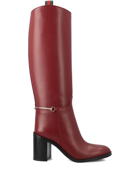Gucci 85mm Horsebit-detail knee-hight boots - Red - zdjęcie produktu nr 1