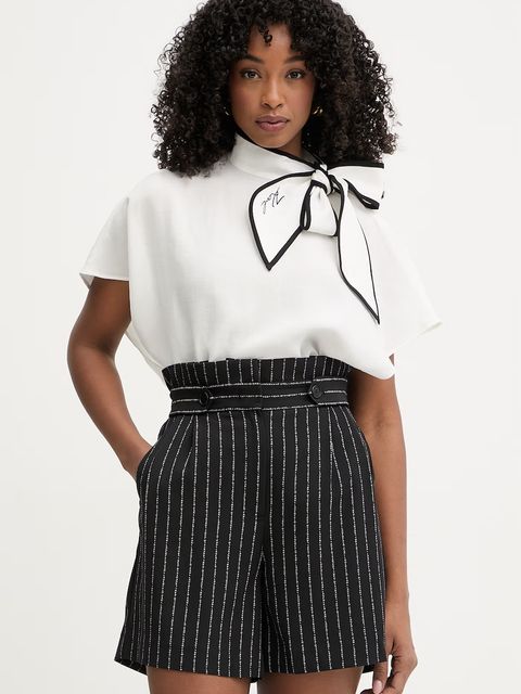 Karl Lagerfeld bluzka damska z dodatkiem lnu - zdjęcie produktu nr 2