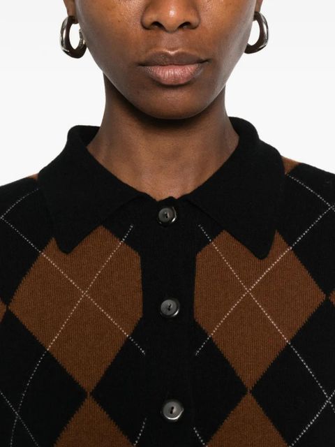 Róhe argyle-knit polo top - Black