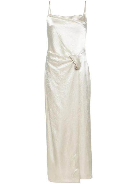 Nanushka ruched-detailing satin midi dress - Neutrals - zdjęcie produktu nr 1