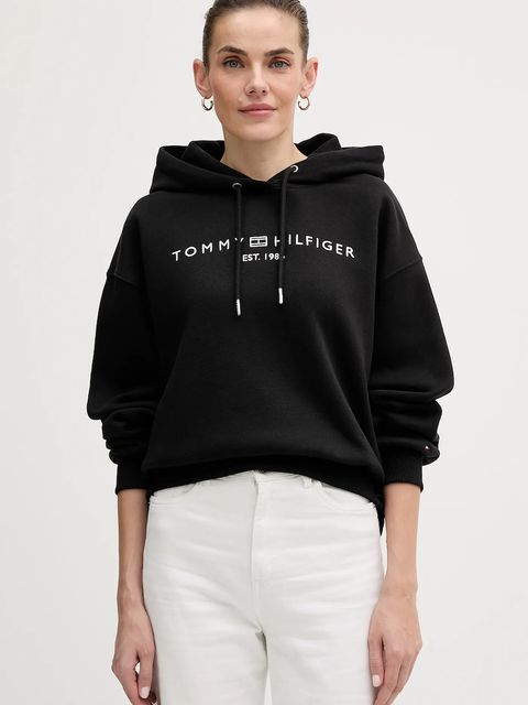 Tommy Hilfiger bluza damska kolor czarny z kapturem z aplikacją WW0WW47832 - zdjęcie produktu nr 1