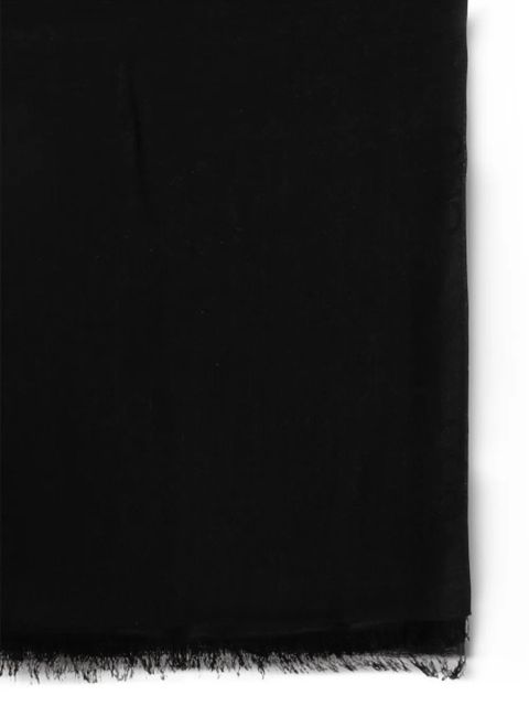 Ferragamo Gancini-monogram frayed scarf - Black