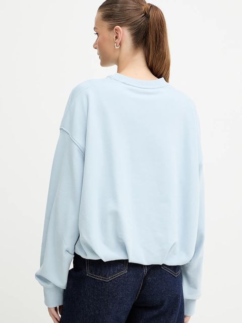 BOSS Orange bluza bawełniana damska kolor niebieski gładka 50554908