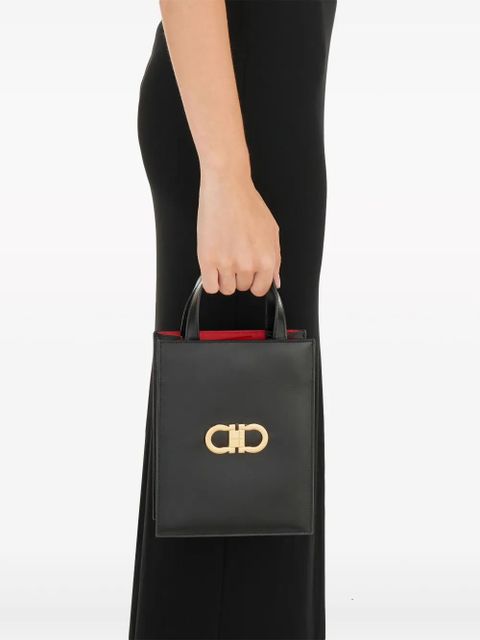 Ferragamo Gancini-plaque leather minibag - Black