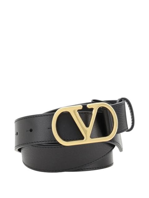 Valentino Garavani logo-buckle leather belt - Black