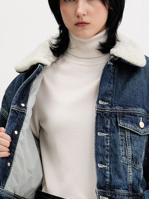 Tommy Jeans kurtka jeansowa kolor granatowy przejściowa oversize DW0DW22485