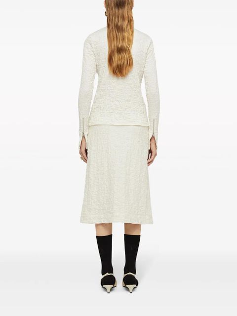Jil Sander textured-finish zip-up midi skirt - White