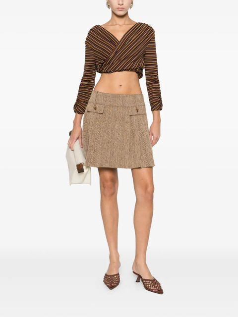 Anna Sui herringbone mini skirt - Brown