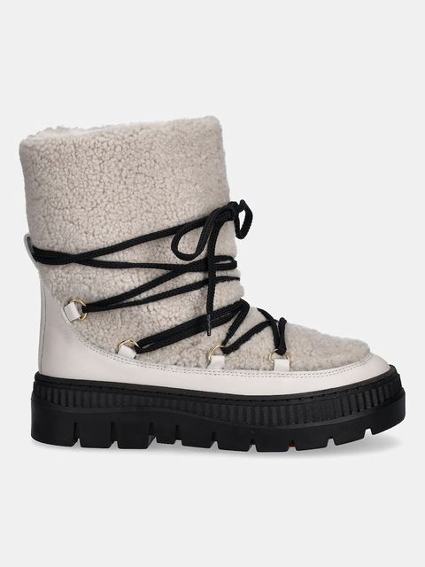 Pollini śniegowce skórzane kolor szary SA24235H0NTX110A - zdjęcie produktu nr 2